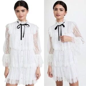 NWOT Alice + Olivia Joanie Lace Bow Mini Dress White/Ivory Size 6